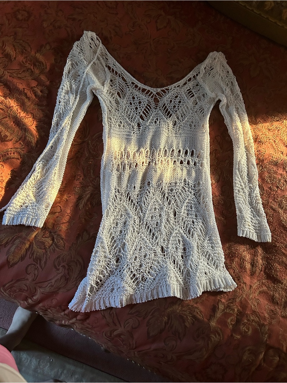 White Crochet Knit Swim Cover-Up Tunic